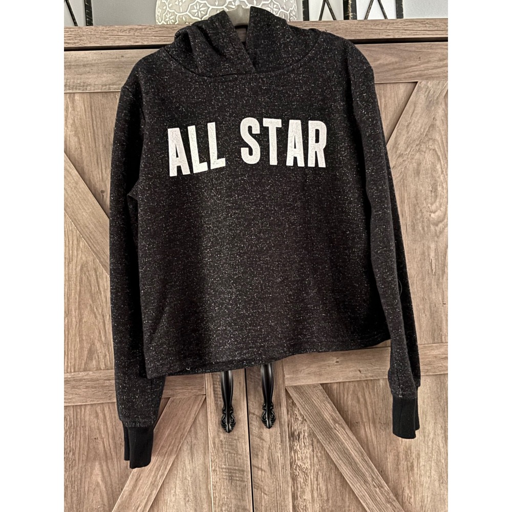 Converse All Star Kids Speckled Black Hoodie Sweatshirt Size 6X Graphic Logo